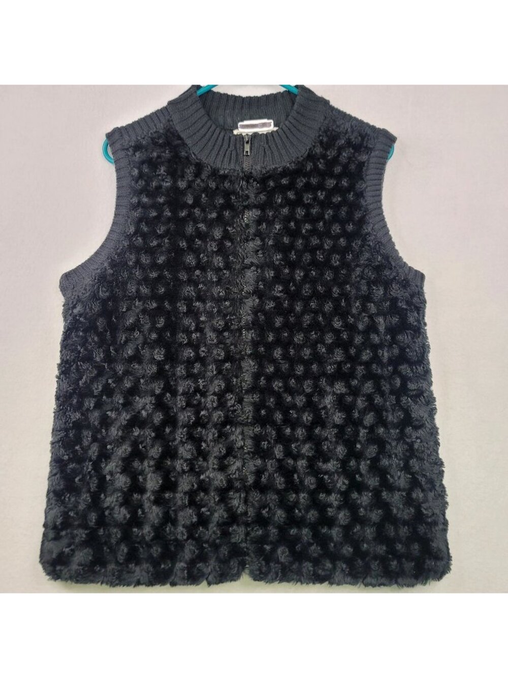 Spice Of Life Textured Full Zip Vest L Black Knitted Whimsygoth Capsule Mob Wife